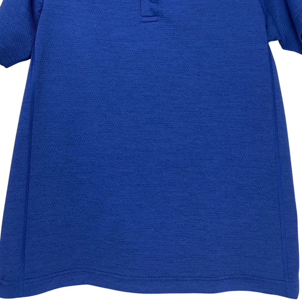 Reigning Champ Mens Blue‎ Textured Knit Short Sleeve Polo Shirt Size Small